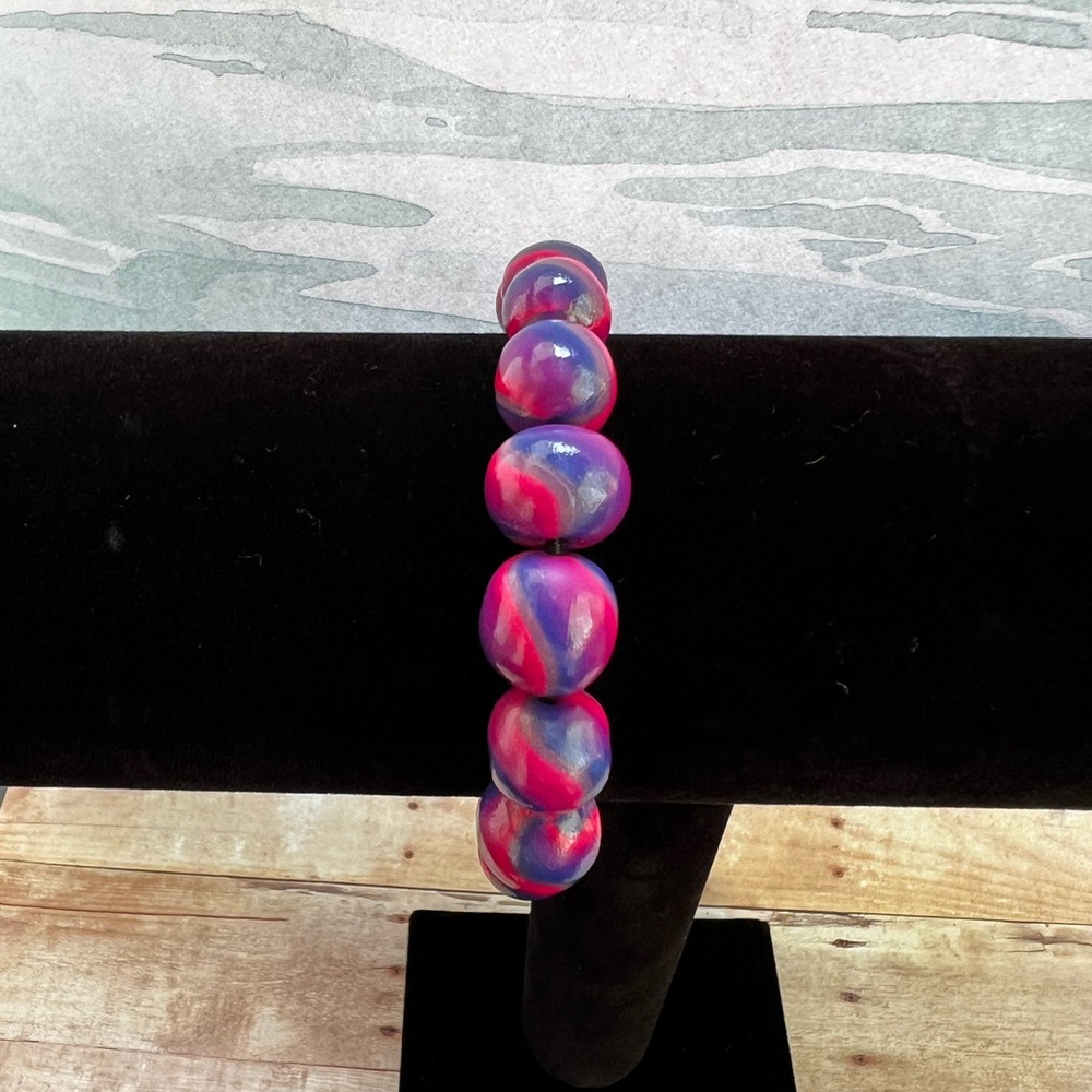 Pink and Blue Beaded Bracelet